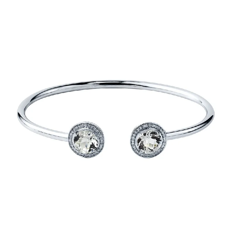 Auriya 4 1/4ct White Topaz Gold over Silver Bangle Bracelet with Diamond Accents