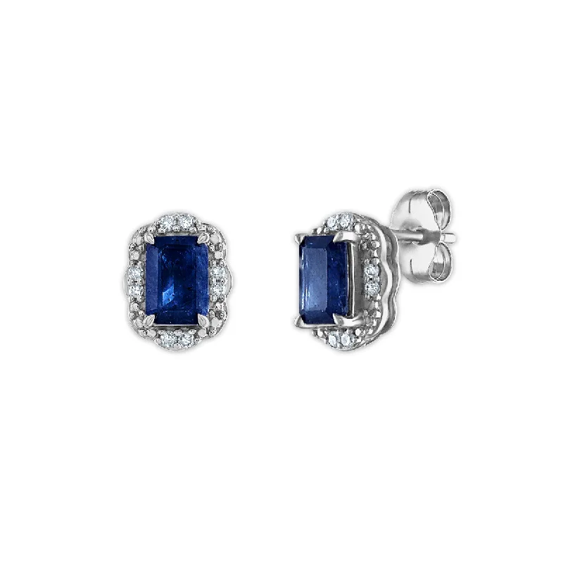 women big earrings -LoveSong Vintage Inspired Sapphire and Diamond Earrings