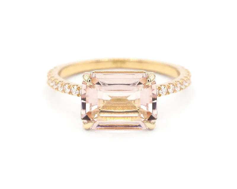 women luxury bracelets -East-West Morganite Ring