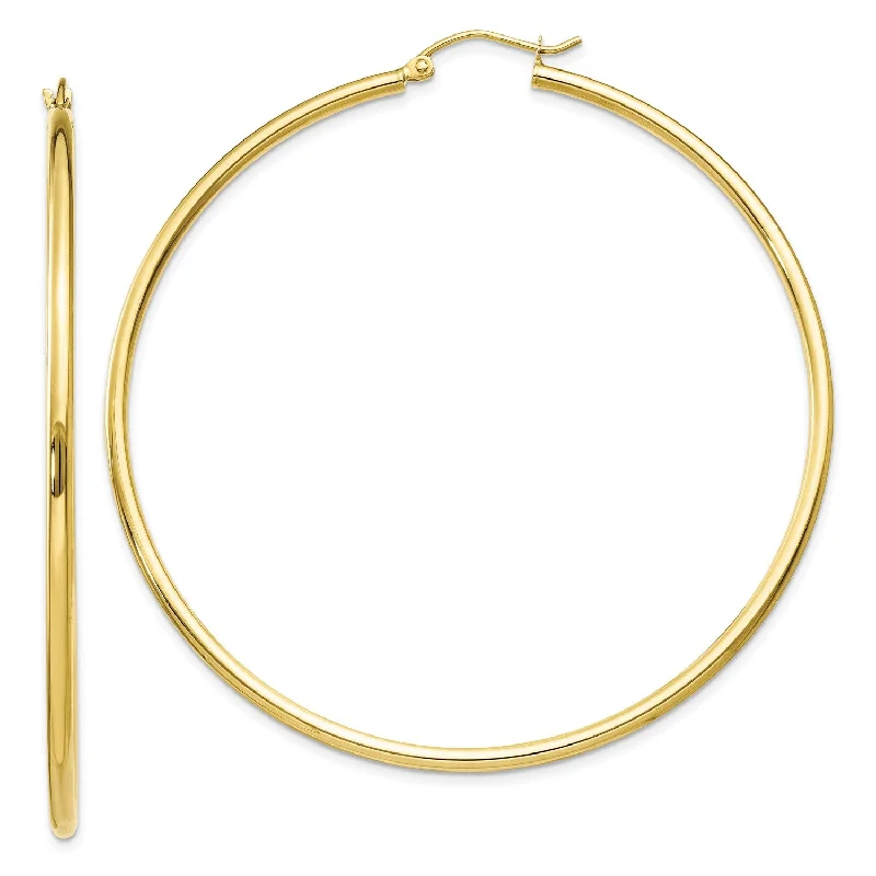 women stud earrings for women -10KT Yellow Gold 55X2MM Hoop Earrings