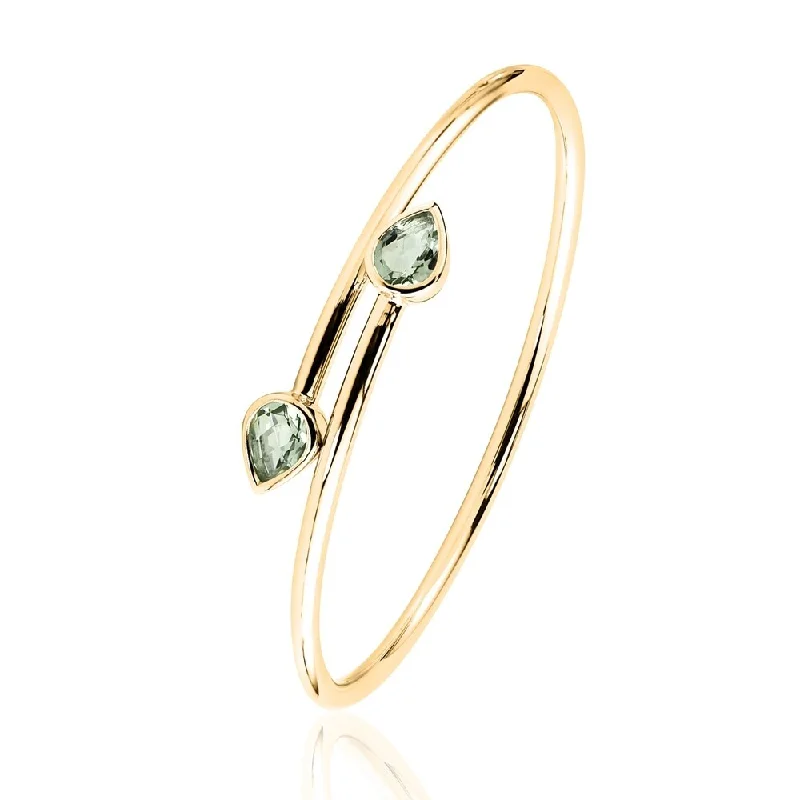 Auriya 2ct Pear-cut Green Amethyst Bypass Bangle Bracelet Gold over Silver