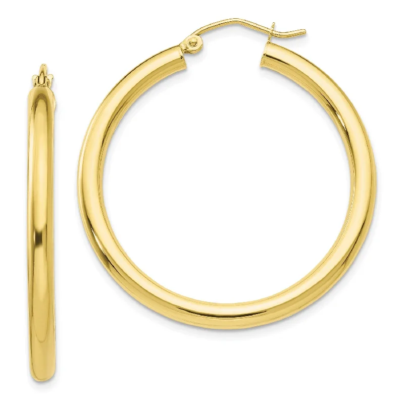 women chandelier earrings -10KT Yellow Gold 30X3MM Hoop Earrings