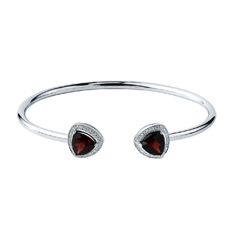 Auriya 3 3/4ct Trillion-Cut Red Garnet Gold over Silver Bangle Bracelet with Diamond Accents