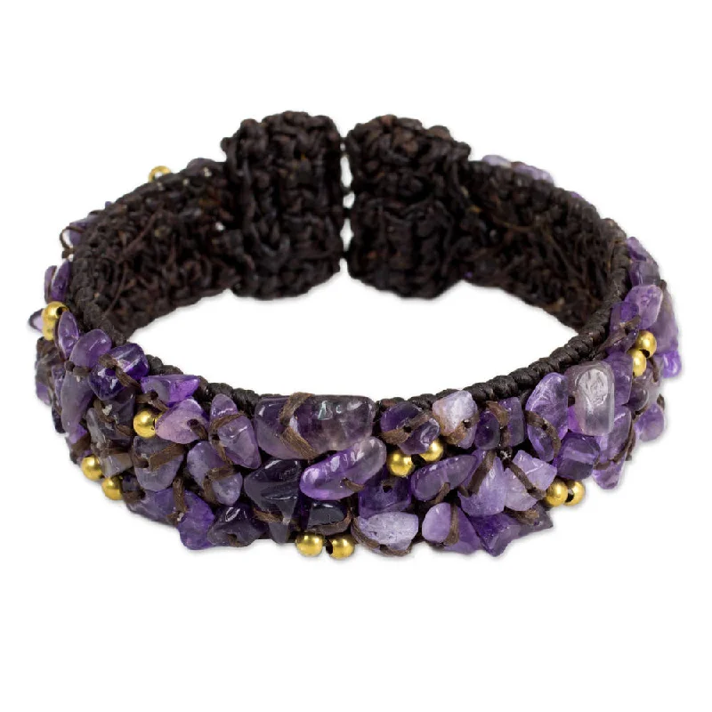 Handmade Violet Twilight Brass Amethyst Bracelet (Thailand)