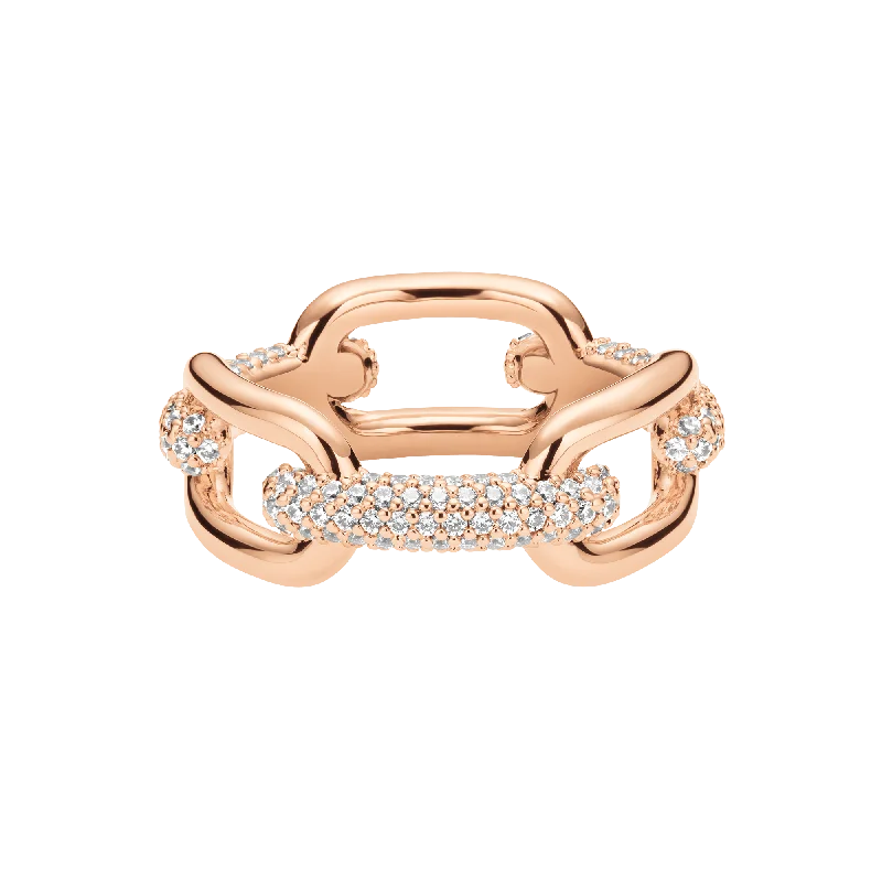 women stacked bracelets -Crystal Link Ring Rose Gold