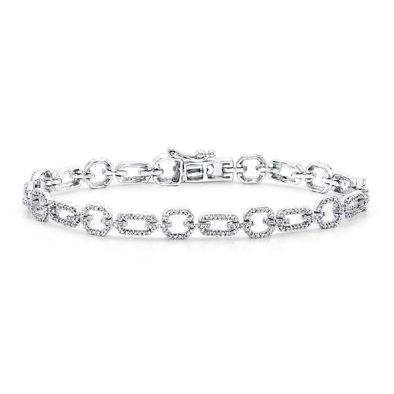 Auriya 10k White Gold 1ct TDW Round Chain Link Diamond Bracelet