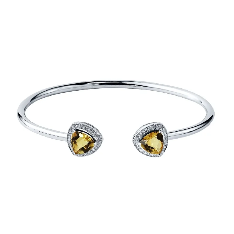 Auriya 2 3/4ct Trillion Yellow Citrine Gold over Silver Bangle Bracelet with Diamond Accents