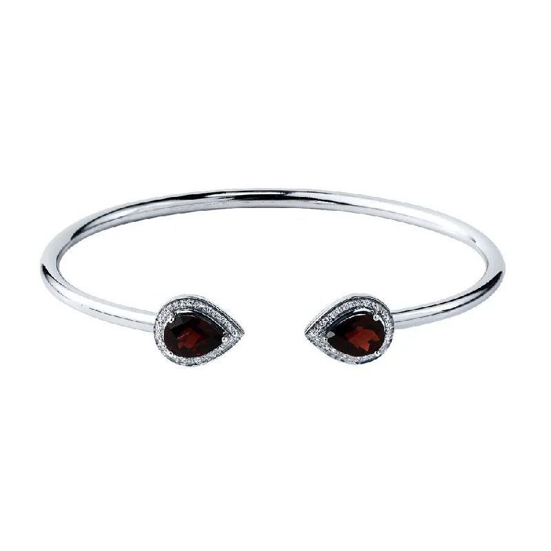 Auriya 2 3/4ct Pear-cut Red Garnet Gold over Silver Bangle Bracelet with Diamond Accents