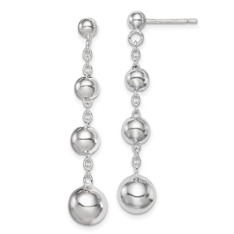 women luxury pearl earrings -Sterling Silver 46X9MM Beaded Earrings