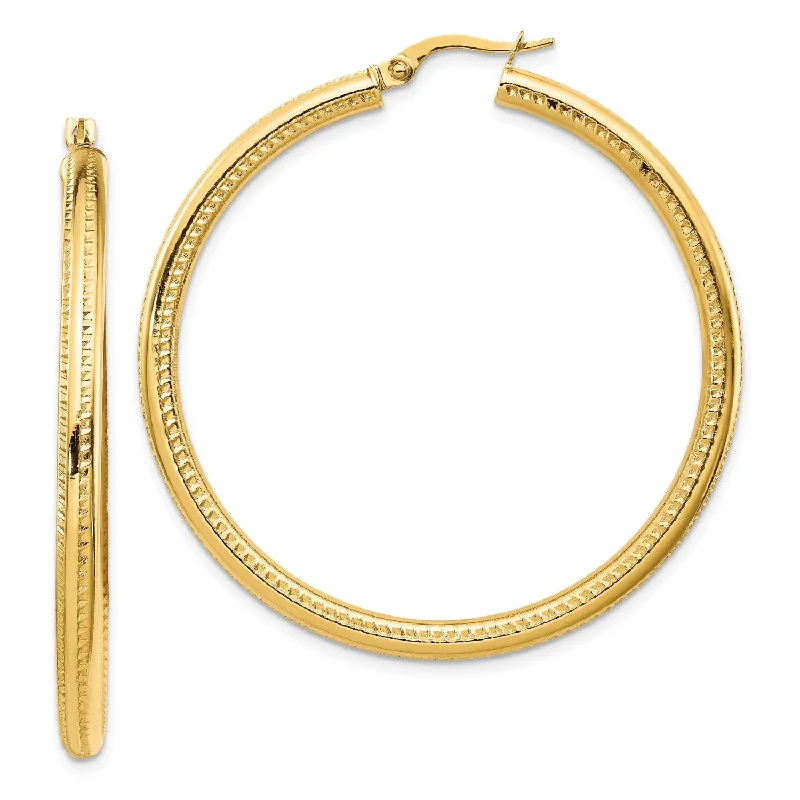 women high-end earrings -14KT Yellow Gold 46X45MM Fancy Hoop Earrings