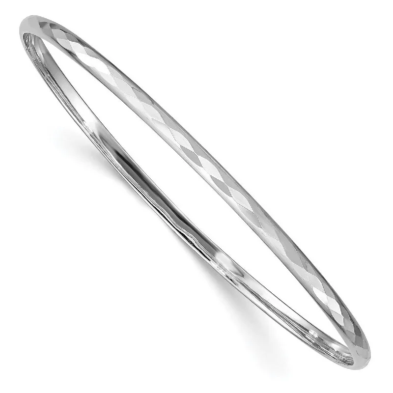 Curata 925 Sterling Silver 2.75 Textured Polished Patterned Slip On Bangle Bracelet