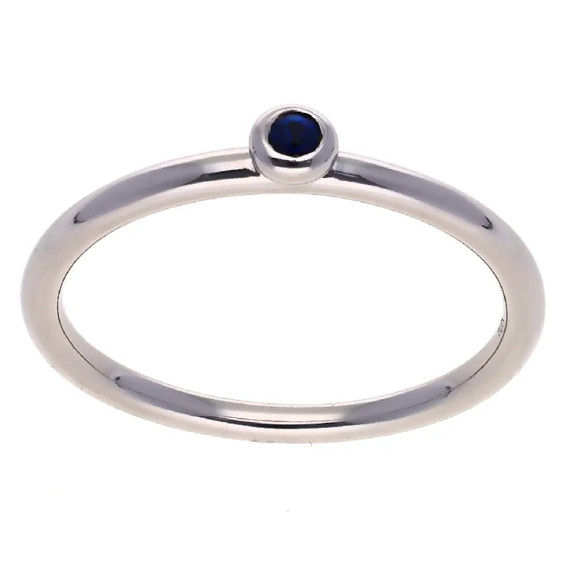 women trendy bracelets -10K White Gold Round Sapphire Fashion Ring