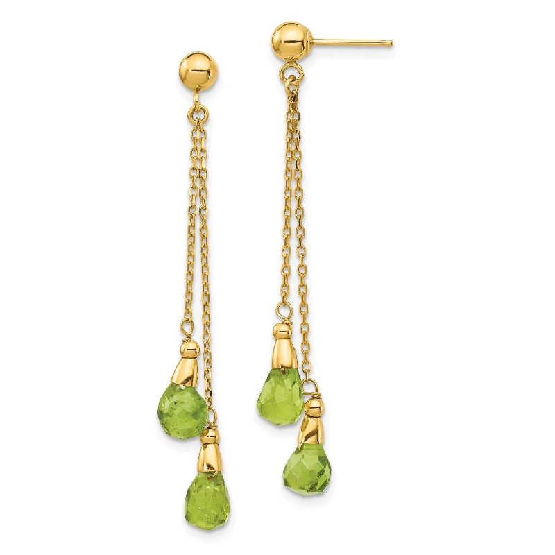 women eco-conscious earrings -Peridot Drop & Dangle Earrings in 14KT Yellow Gold