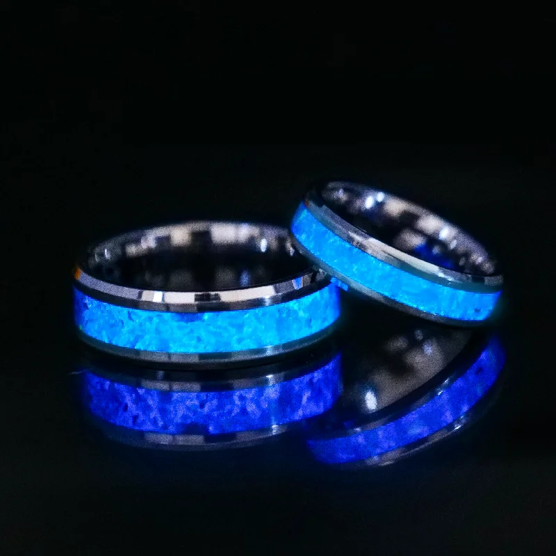 women tennis bracelets -Matching Custom Glowstone Wedding Ring Set