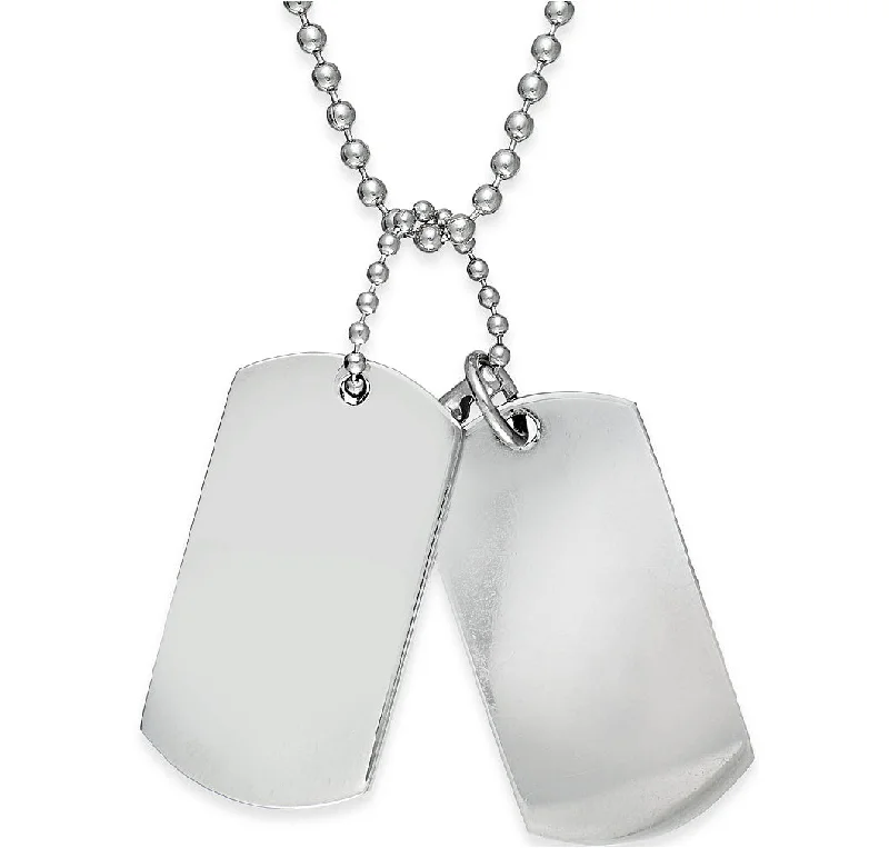 women ruby necklaces -Men's Stainless Steel Double Dog Tag Necklace