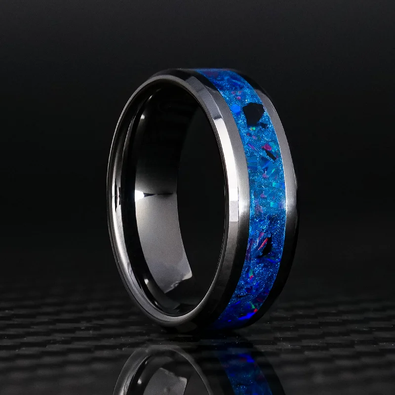 women customized bangles -Deep Space Blue Opal Glowstone Ring