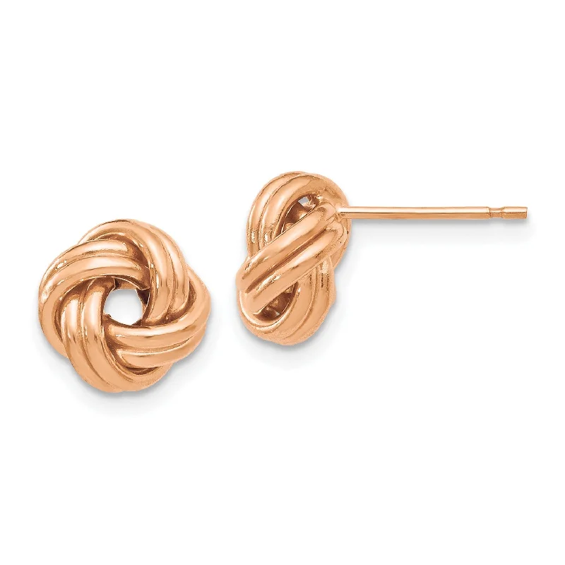 women handmade earrings -14KT Rose Gold 9MM Stud Love Knot Earrings