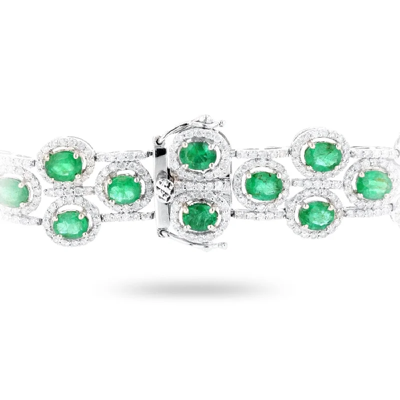 Auriya Platinum 11 1/8ct Emerald and 5 1/5ct TDW Diamond Bracelet - Green