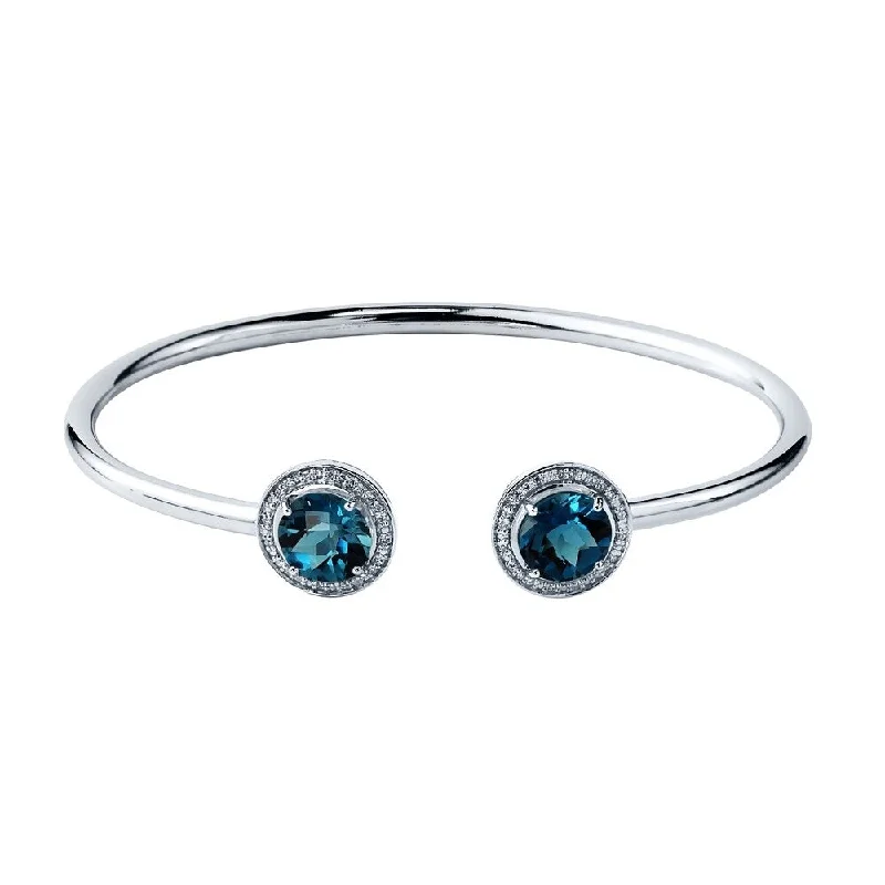 Auriya 4ct London Blue Topaz Gold over Silver Bangle Bracelet with Diamond Accents