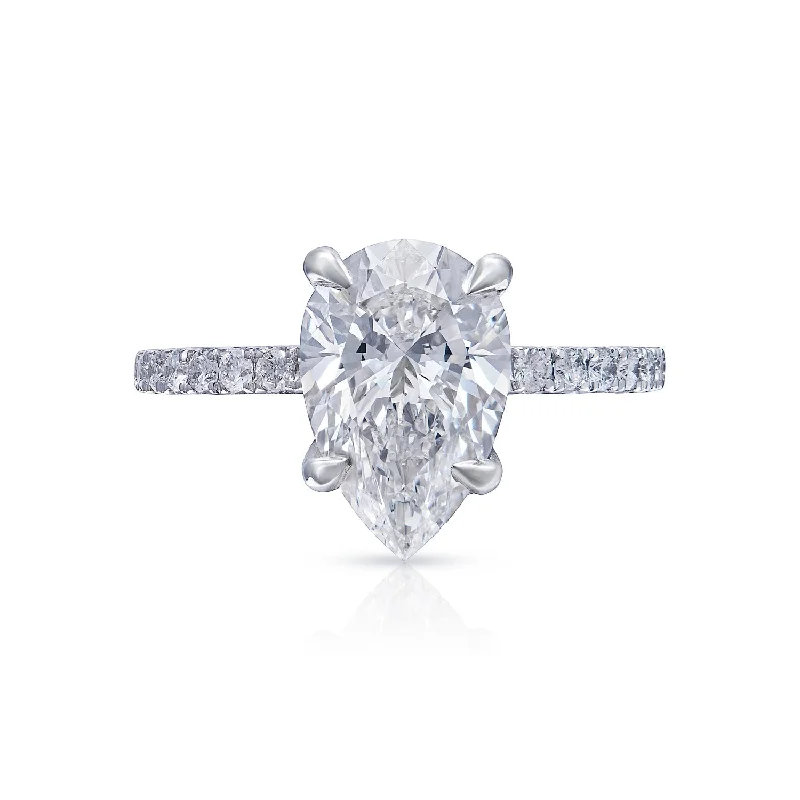 women modern engagement rings -LAURIEL 4 Carat Pear Shaped Lab Grown Diamond Engagement Ring IGI Certified