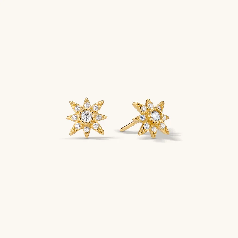 women high-end earrings -North Star Stud Earring in Gold