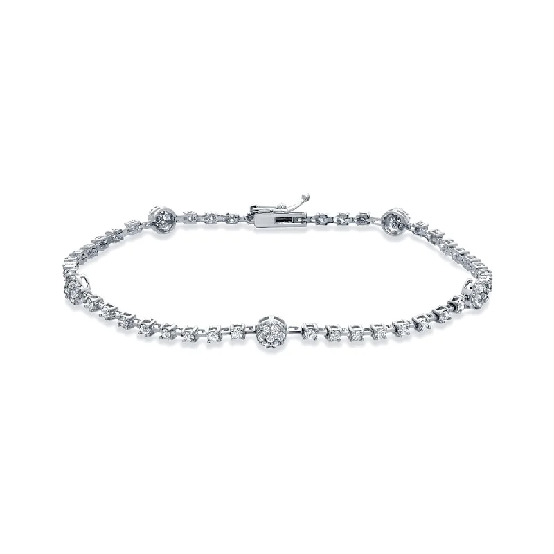 Auriya 14k White Gold 1 1/2ct TDW Round Diamond Halo Tennis Bracelet