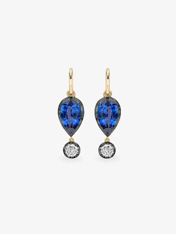 women shimmering earrings -Pear-Shaped Sapphire & Diamond Gypset Hoop Earrings