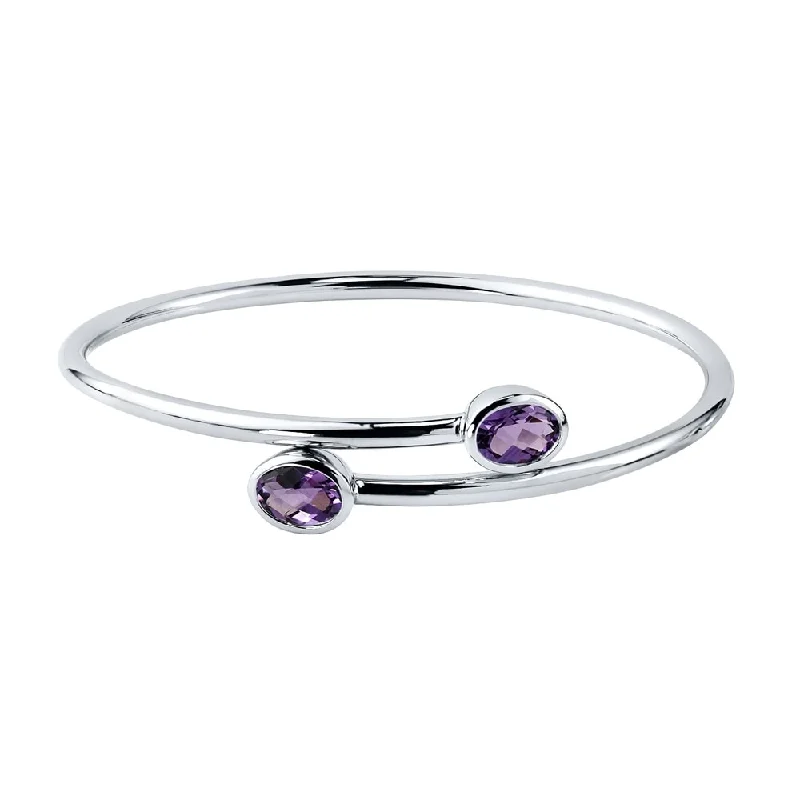 Auriya 2ct Oval Purple Amethyst Bypass Bangle Bracelet Gold over Silver