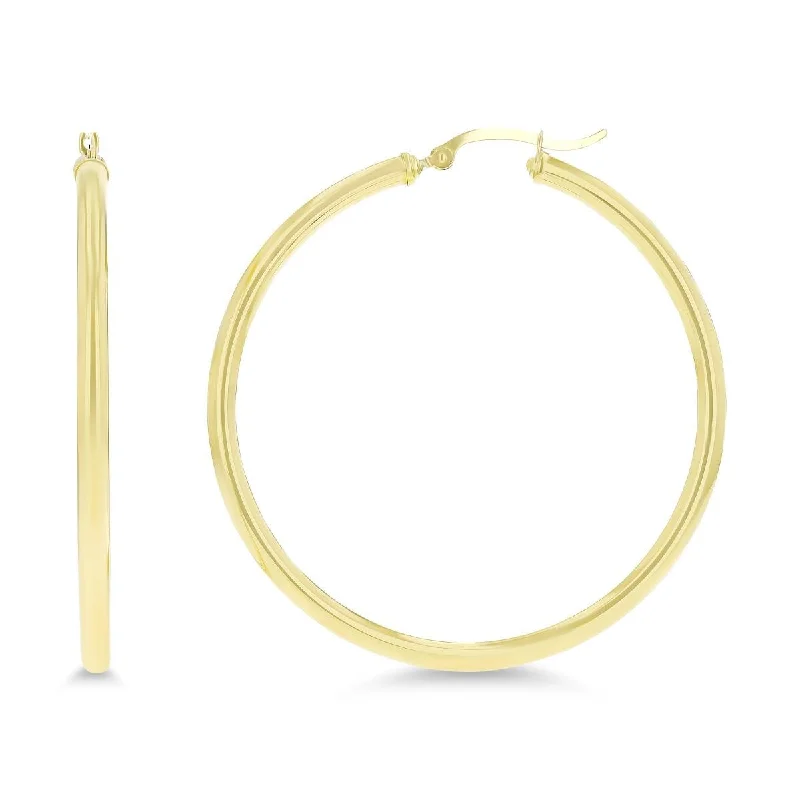 women elegant stud earrings -10KT Yellow Gold 3X50MM Hoop Earrings