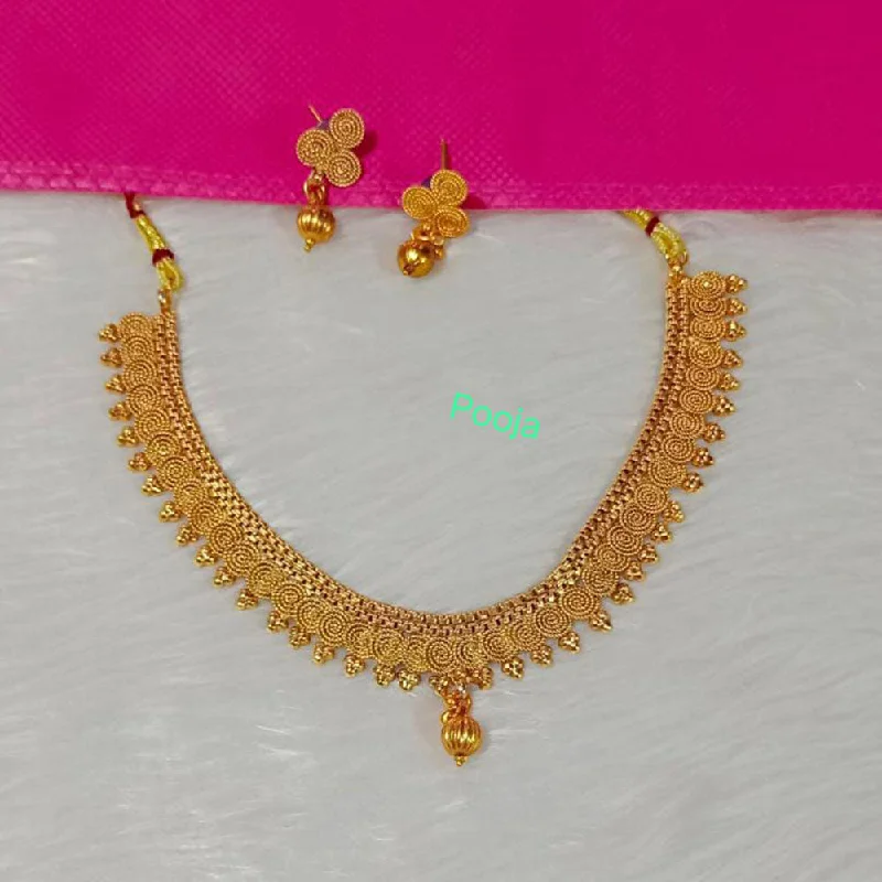 women custom name necklaces -Pooja Bangles Forming Gold Plated Necklace Set