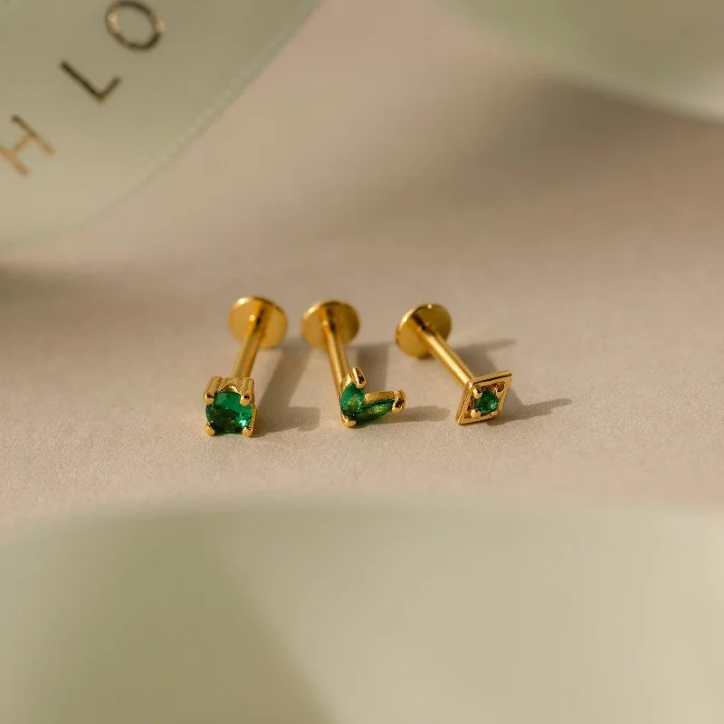 women luxury earrings for women -Emerald Flat Back Earring Set