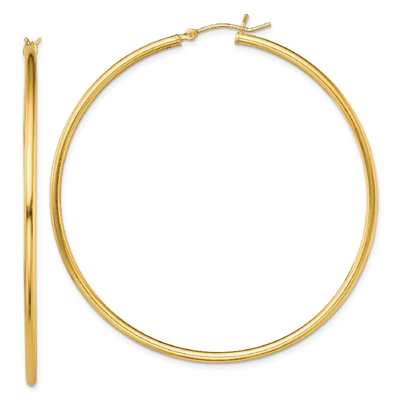 women radiant earrings -Goldtone Sterling Silver 2X60MM Hoop Earrings