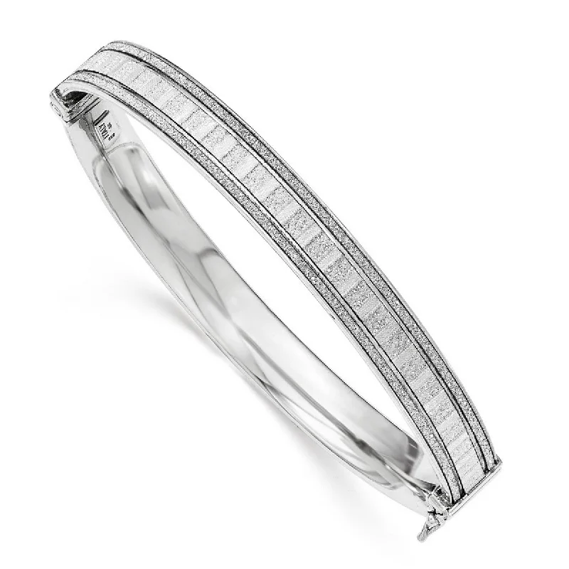 Curata 925 Sterling Silver 7" 8mm Glitter infused Hinged Bangle Bracelet