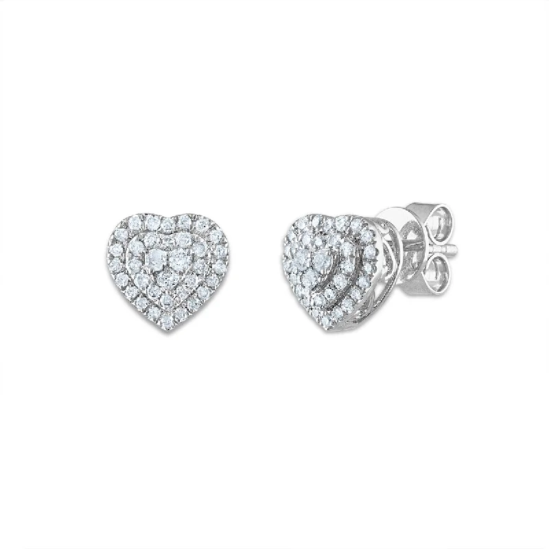 women statement earrings -1/3 CTW Diamond Heart Earrings in 10KT White Gold