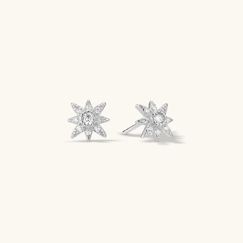 women rhinestone earrings -North Star Stud Earring in Silver