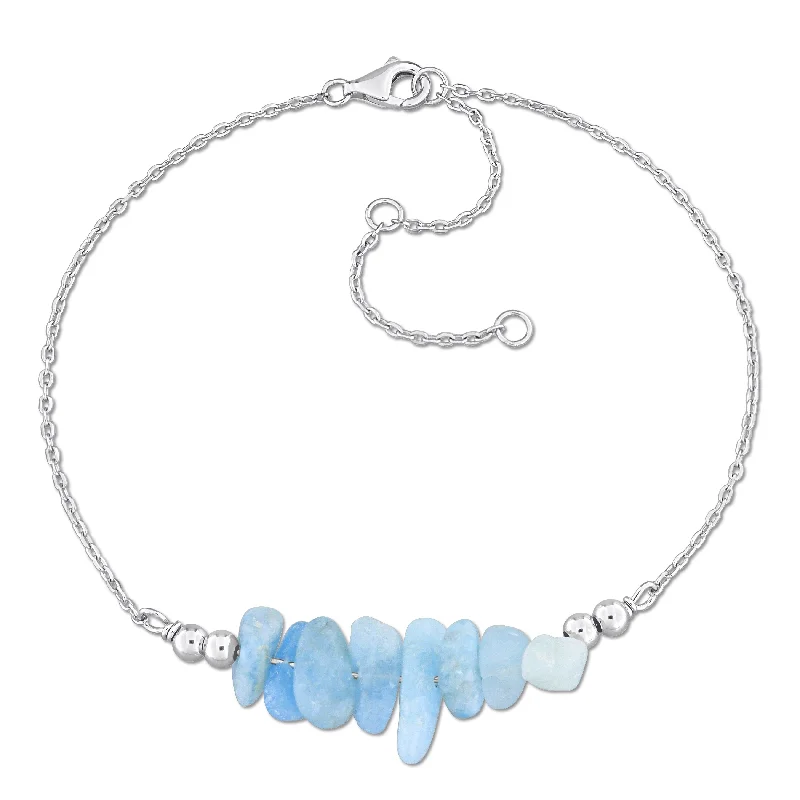 Miadora 1 ct TGW Aquamarine Bead Bracelet in Sterling Silver-725+2 in