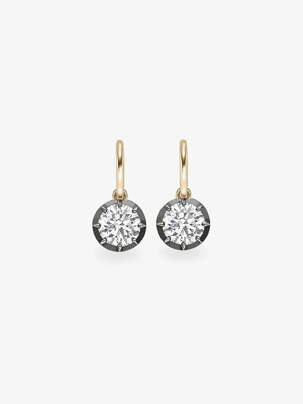 women unique earrings -2ct Diamond & Blackened Gold Gypset Hoop Earrings