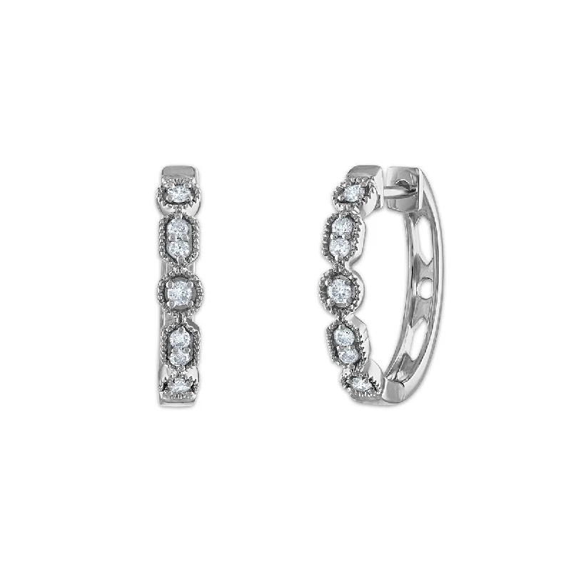 women big earrings -1/6 CTW Diamond Hoop Earrings in 10KT White Gold