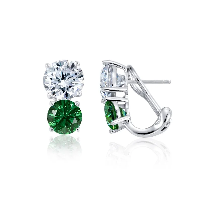 women drop earrings for women -Crislu Green and White Cubic Zirconia Earrings in Sterling Silver