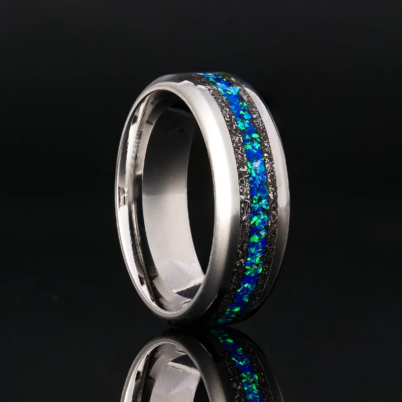 women infinity bangles -Star Dust Opal Stripe Ring