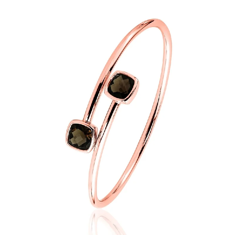 Auriya 4 1/4ct Cushion-cut Smoky Quartz Bypass Bangle Bracelet Gold over Silver