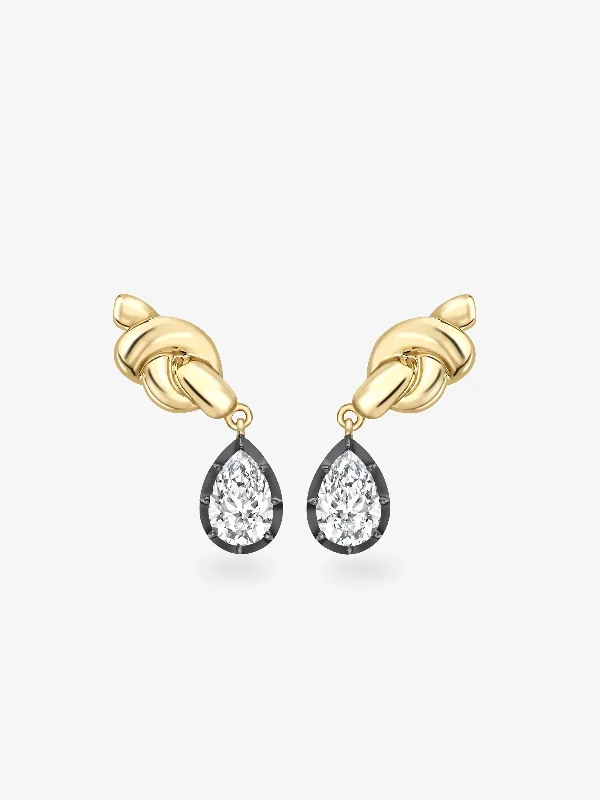 women stud earrings -Hello Sailor Pear-Shaped Diamond Hitch Knot Earrings