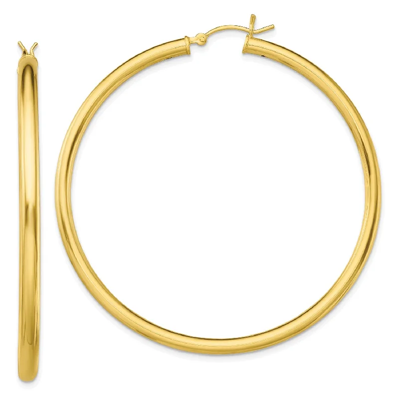 women simple earrings -Goldtone Sterling Silver 3X55MM Hoop Earrings