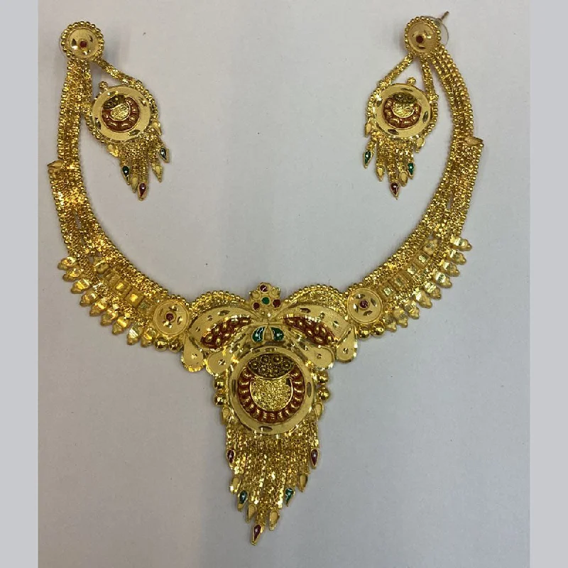 women chic choker necklaces -The Jangid Arts Gold Plated Necklace Set