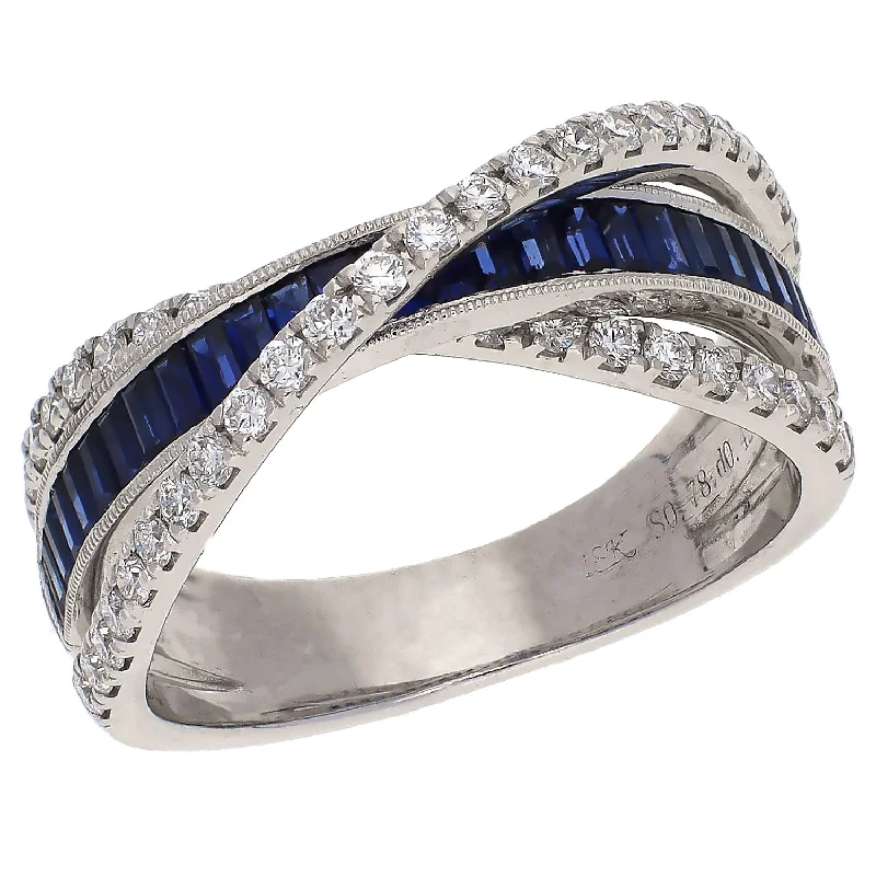 women chic bangle bracelets -Simon G 18K White Gold Sapphire and Diamond Band