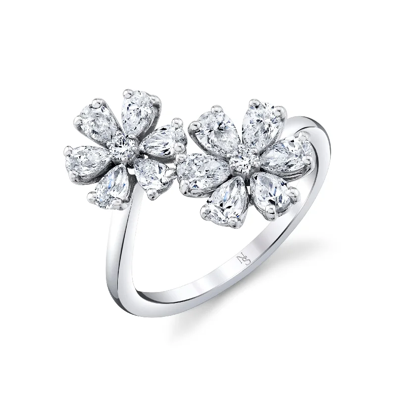 women affordable engagement rings -Deux Fleurs Diamond Ring