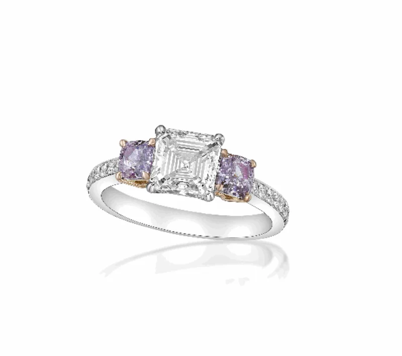 women engagement rings -HEATHER 3 Carat Cushion Cut Fancy Purple Pink Diamond Ring  GIA Certified 2 CT D VS1 by Mike Nekta NYC