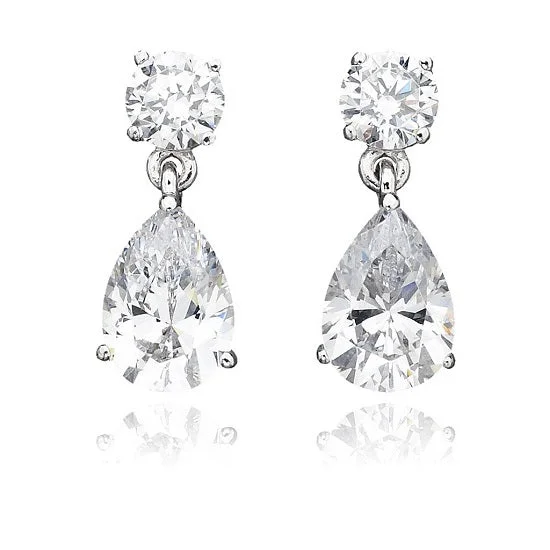 women radiant earrings -Crislu Platinum Plated Sterling Silver Cubic Zirconia Earrings