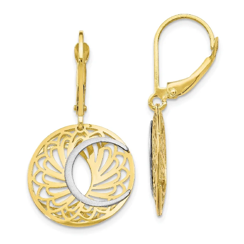 women radiant earrings -10KT White and Yellow Gold 30X15MM Leverback Drop & Dangle Earrings