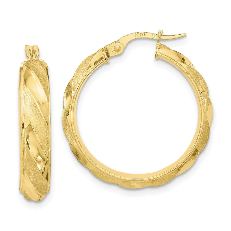 women trendy earrings -10KT Yellow Gold 27X25MM Twist Hoop Earrings